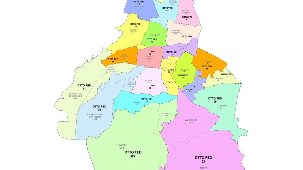 Mapa de distritos electorales federales de la Ciudad de Mexico